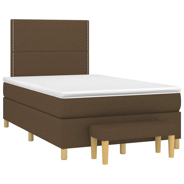 vidaXL Sommier &agrave; lattes de lit et matelas marron fonc&eacute; 120x190cm tissu
