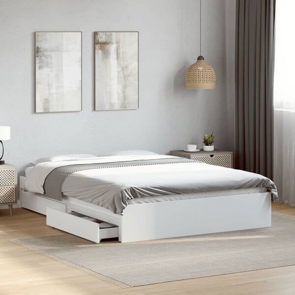 vidaXL Cadre de lit avec tiroirs sans matelas blanc 120x190 cm