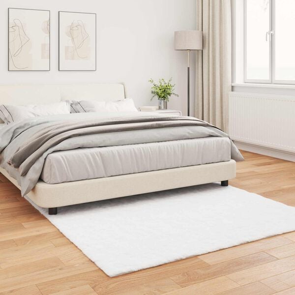 vidaXL Tapis en Fourrure Synth&eacute;tique de Lapin Olite Blanc 120 x 120 cm