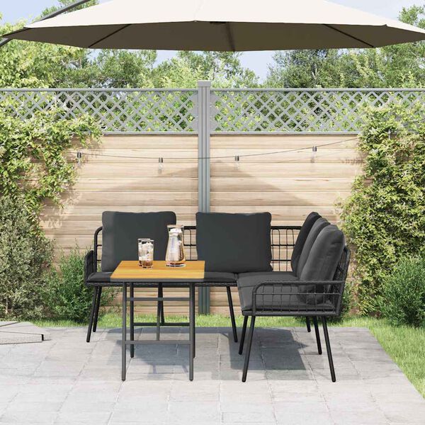 vidaXL Ensemble de canap&eacute; de jardin 2 pcs Noir polyrotin