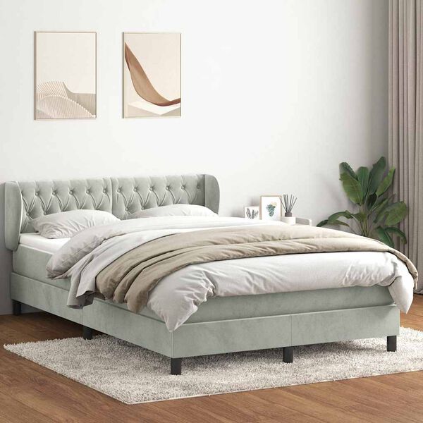 vidaXL Sommier &agrave; lattes de lit et matelas gris clair 160x210cm velours