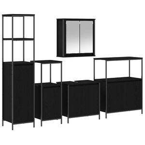 vidaXL Ensemble de mobilier de salle de bain 5 pcs Ch&ecirc;ne noir