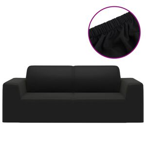 vidaXL Housse extensible de canap&eacute; 2 places Noir Jersey de polyester