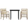 vidaXL Ensemble de bistro 3 pcs avec coussins beige r&eacute;sine tress&eacute;e