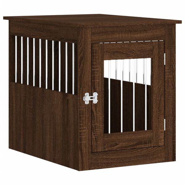 vidaXL Meuble de cage pour chiens ch&ecirc;ne marron 55x75x65 cm