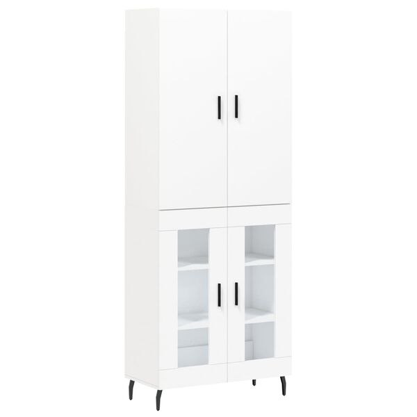 vidaXL Buffet haut Blanc 69,5x34x180 cm Bois d'ing&eacute;nierie