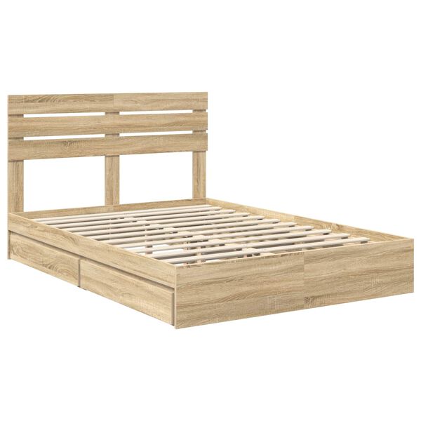 vidaXL Lit de Rangement Ch&ecirc;ne Sonoma 140 x 190 cm Bois d'ing&eacute;nierie