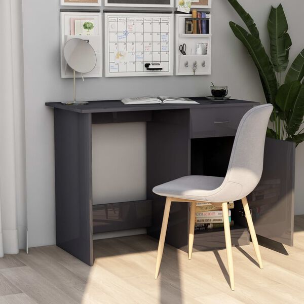 vidaXL Bureau Gris brillant 100 x 50 x 76 cm Aggloméré
