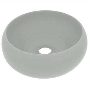 vidaXL Lavabo rond de luxe Gris clair mat 40x15 cm C&eacute;ramique