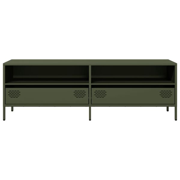 vidaXL Meuble TV vert olive 135x39x43,5 cm acier lamin&eacute; &agrave; froid