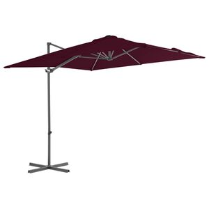 vidaXL Parasol de jardin en porte-&agrave;-faux m&acirc;t en acier rouge bordeaux