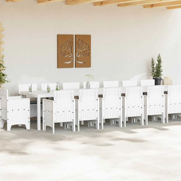 vidaXL Ensemble de salle &agrave; manger de jardin avec coussins 17 pcs Blanc