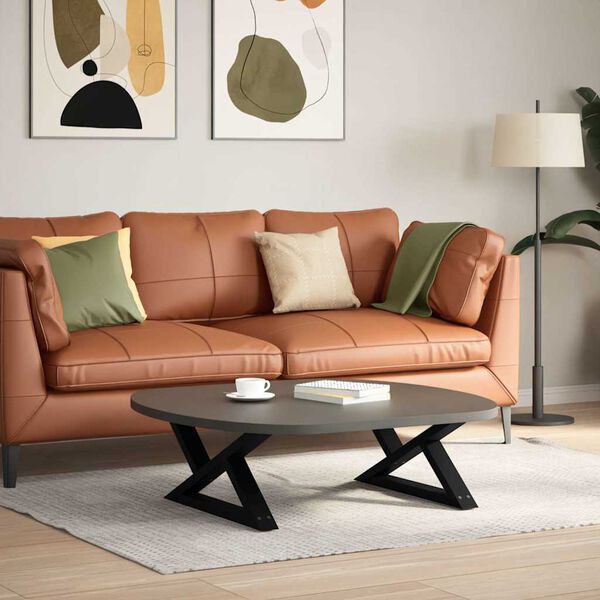 vidaXL Pieds de table basse 2 pi&egrave;ces Noir 70 x (30-31,3) cm Acier