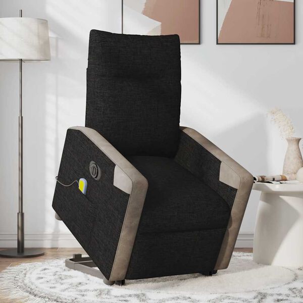 vidaXL Fauteuil inclinable de massage &eacute;lectrique Noir Tissu