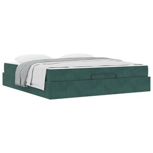 vidaXL Cadre de lit avec matelas avec matelas 2 pcs Vert Velours