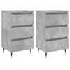 vidaXL Tables de chevet 2 pcs gris b&eacute;ton 40x35x69 cm bois d&rsquo;ing&eacute;nierie
