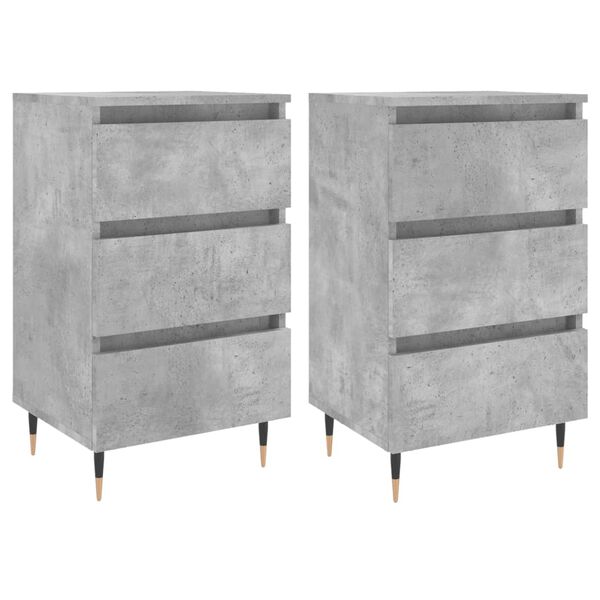 vidaXL Tables de chevet 2 pcs gris b&eacute;ton 40x35x69 cm bois d&rsquo;ing&eacute;nierie