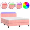 vidaXL Sommier &agrave; lattes de lit avec matelas et LED Rose 140x190 cm