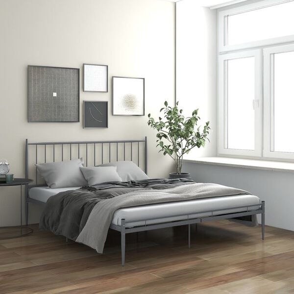 vidaXL Cadre de lit sans matelas gris m&eacute;tal 180x200 cm