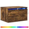 vidaXL Table de chevet murale avec lumi&egrave;res LED ch&ecirc;ne fum&eacute;