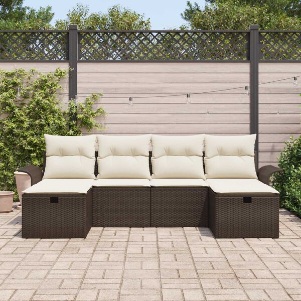 vidaXL Ensemble de canap&eacute; de jardin 6 pcs Marron Poly rotin