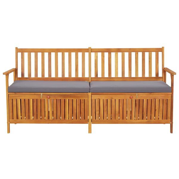 vidaXL Banc de rangement avec coussin 170 cm Bois d'acacia solide