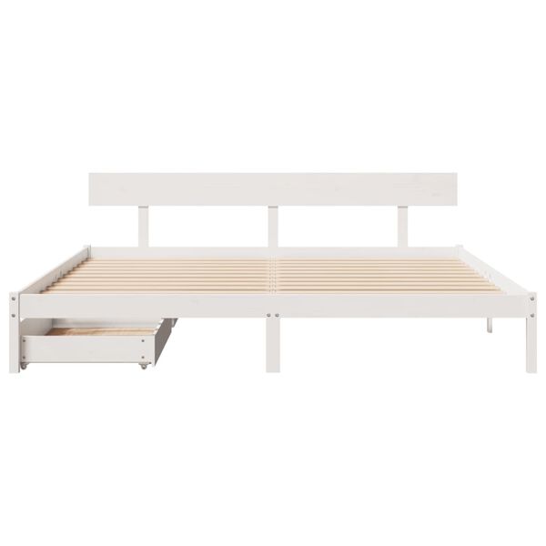 vidaXL Cadre de lit sans matelas blanc 200x200 cm bois massif de pin