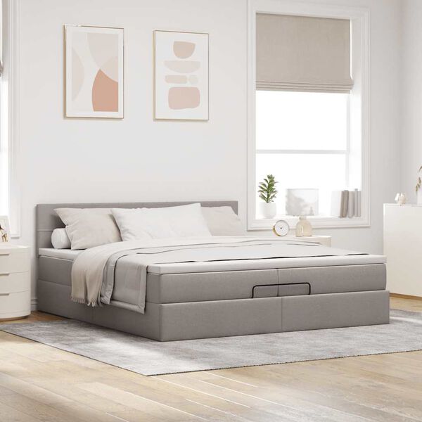 VidaXL Cadre de lit ottoman avec matelas taupe 200x200cm tissu