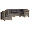 vidaXL Salon de jardin 5 pcs avec coussins gris r&eacute;sine tress&eacute;e