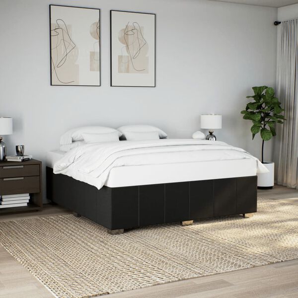 vidaXL Cadre de lit sans matelas noir 200x200 cm tissu