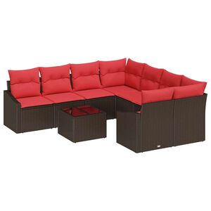 vidaXL Ensemble de Canap&eacute;s 9 pc 3-Nombre de places Marron et rouge