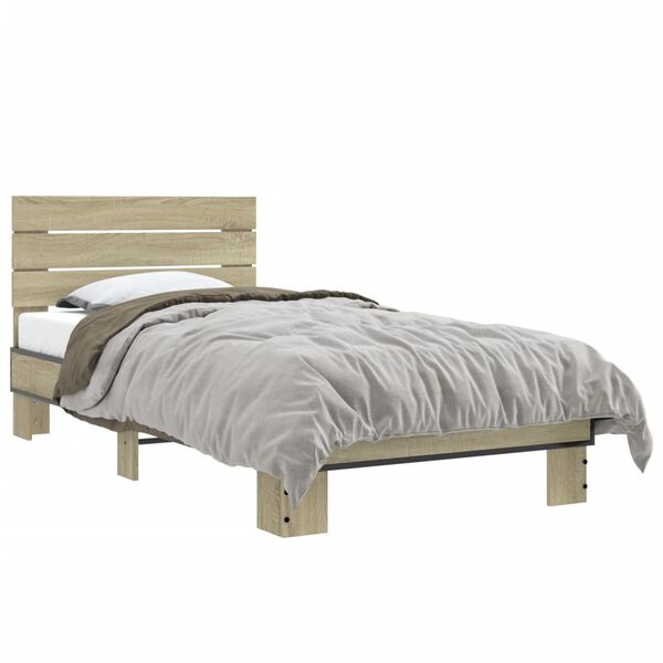 vidaXL Cadre de lit sans matelas ch&ecirc;ne sonoma 75x190 cm