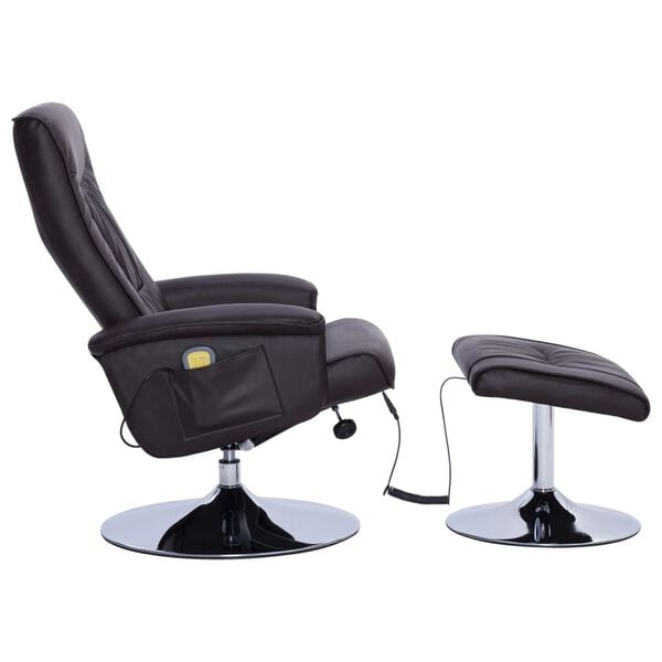 vidaXL Fauteuil de massage inclinable et repose-pied marron similicuir