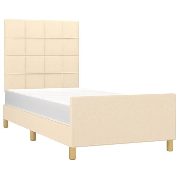 vidaXL Cadre de lit sans matelas cr&egrave;me 90x190 cm tissu