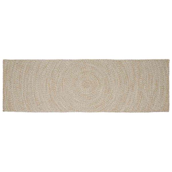 vidaXL Tapis de surface Rectangulaire Naturel et Blanc 80 x 200 cm
