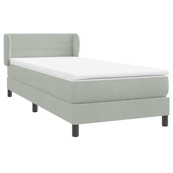 vidaXL Sommier &agrave; lattes de lit et matelas gris clair 80x220 cm velours