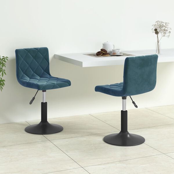 vidaXL Chaises pivotantes &agrave; manger lot de 2 bleu velours