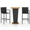 vidaXL Ensemble de bar de jardin 3 pcs Noir