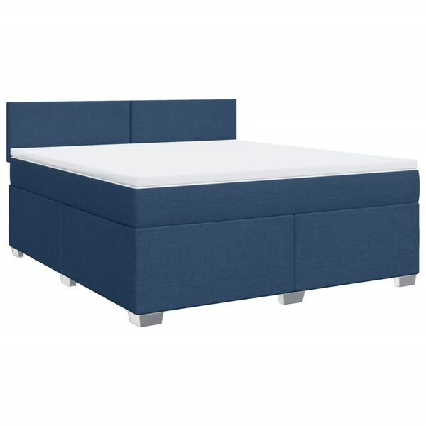 vidaXL Sommier &agrave; lattes de lit avec matelas Bleu 180x200 cm Tissu