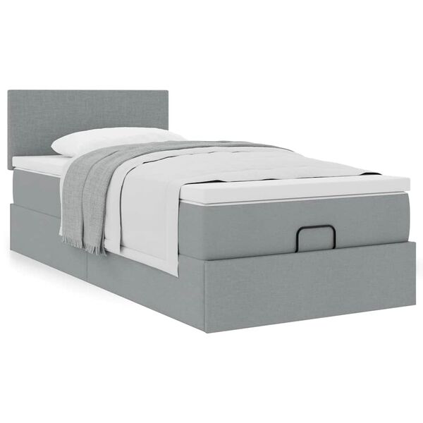 vidaXL Cadre de lit ottoman avec matelas gris clair 80x200 cm tissu
