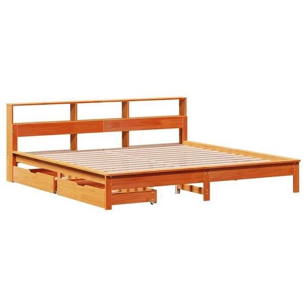 vidaXL Lit biblioth&egrave;que sans matelas cire marron 180x200 cm pin massif