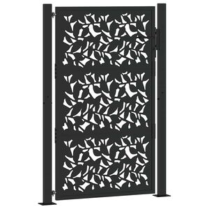 vidaXL Portail de jardin noir 100x150 cm en acier avec motif feuille
