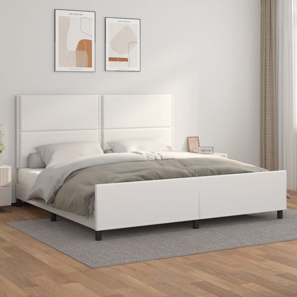 vidaXL Cadre de lit sans matelas blanc 200x200 cm similicuir