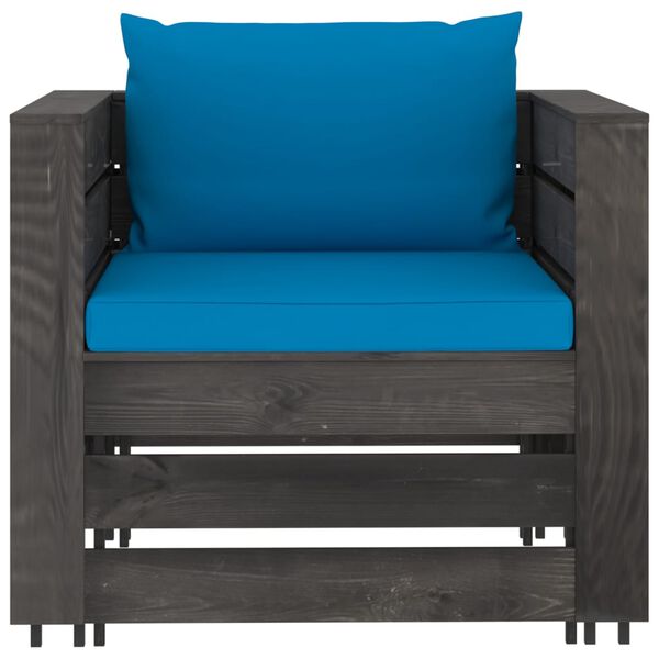 vidaXL Salon de jardin 7 pcs avec coussins Bois impr&eacute;gn&eacute; de gris