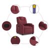 vidaXL Fauteuil de massage inclinable Rouge bordeaux Tissu