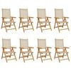 vidaXL Fauteuils pliants inclinables 8 pi&egrave;ces en polyrotin beige