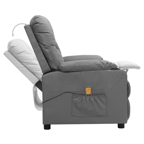 vidaXL Fauteuil de massage Gris Similicuir