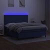 vidaXL Sommier &agrave; lattes de lit et matelas et LED Bleu 160x200 cm Tissu
