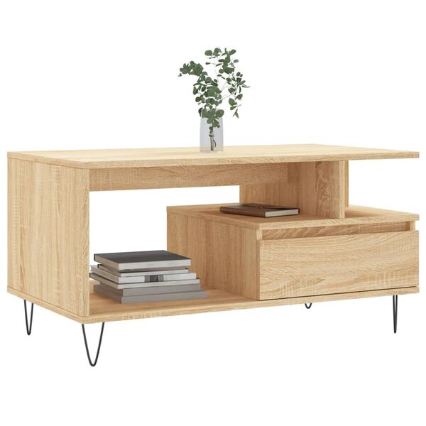 vidaXL Table basse Ch&ecirc;ne sonoma 90x49x45 cm Bois d'ing&eacute;nierie