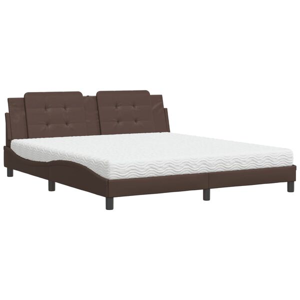vidaXL Lit avec matelas Zadar marron 180x200 cm similicuir